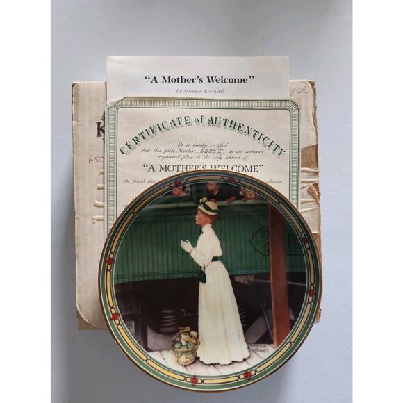 "A Mother’s Welcome" Decorative Plate by Norman Rockwell with Certificate & Box - Picture 2 of 3